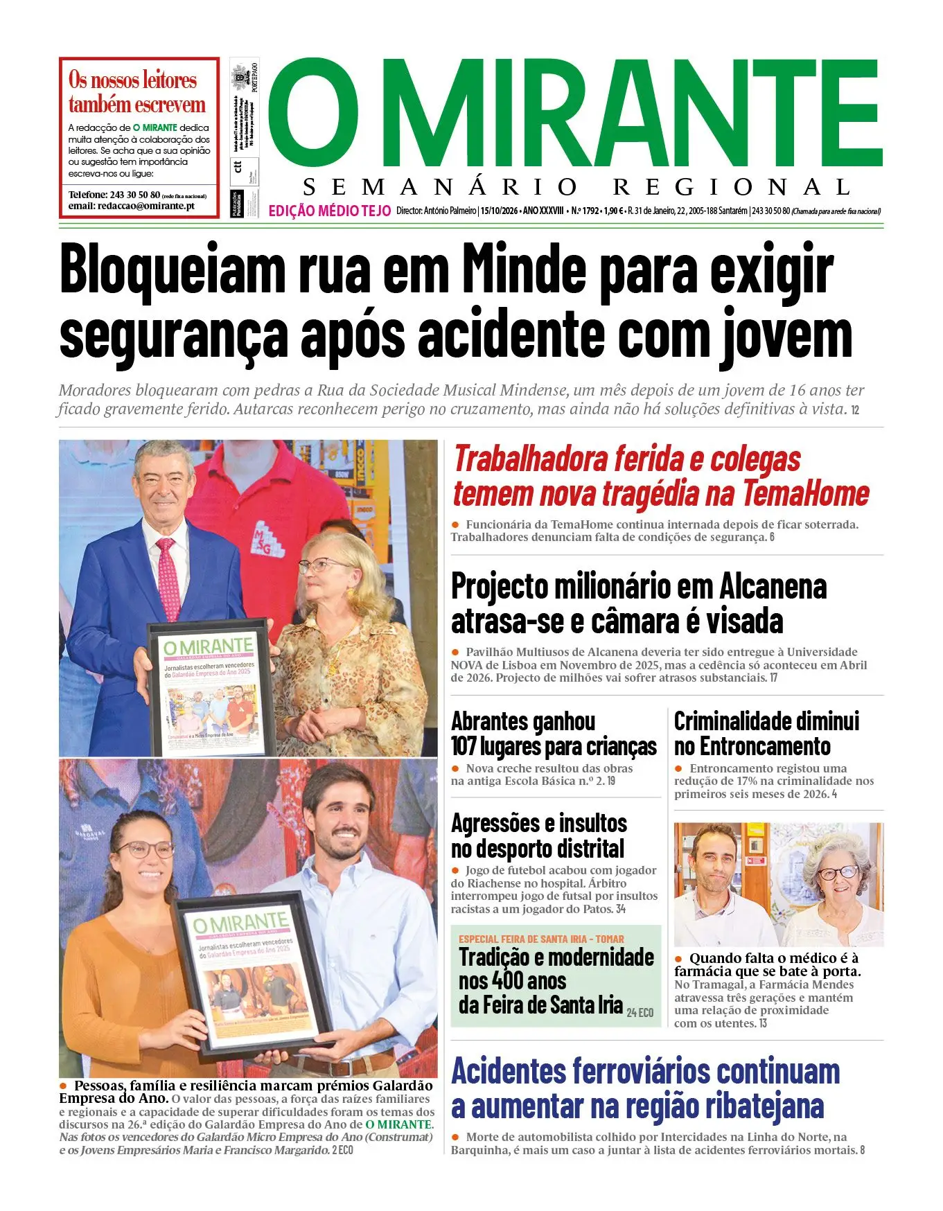 Capa de uma edição de O MIRANTE de outubro de 2026